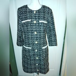 New Alexia Admor Tweed Chanel-Vibe Coat Dress Pearl Buttons FITS Sz 8